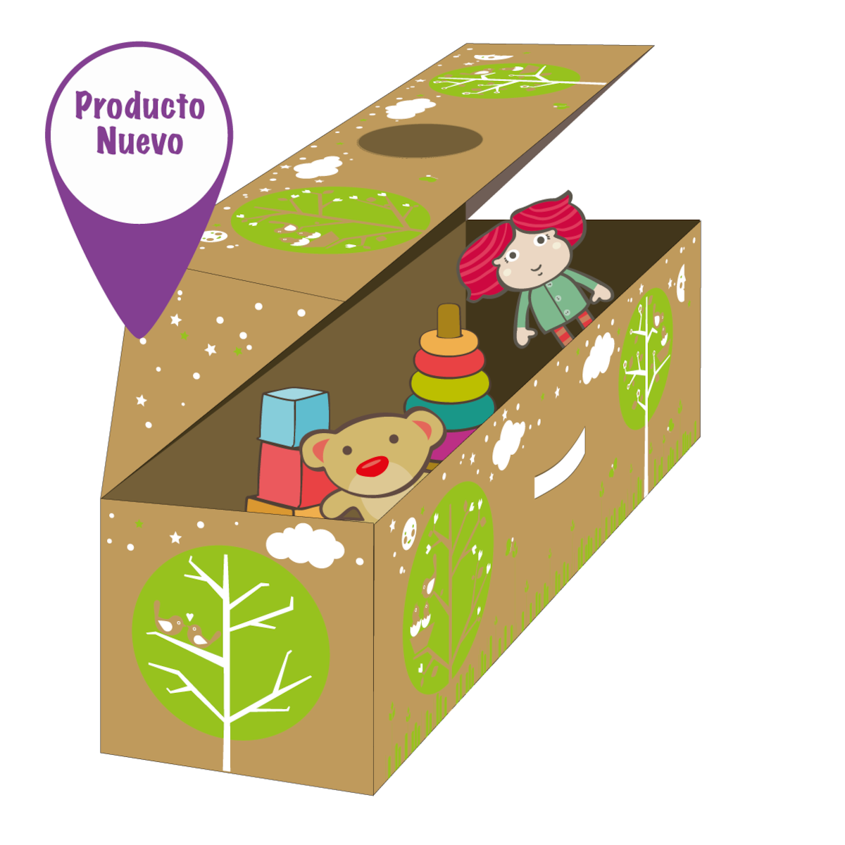 En este práctico baúl vendrá la alfombra de goma eva. Créditos: Ministerio de Desarrollo Social y Familia.