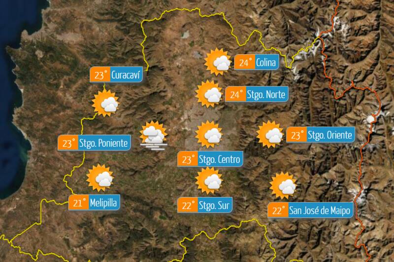 De acuerdo a la DMC, las máximas superarán los 24° en la zona norte de la región durante este 11 de agosto. Créditos: DMC.
