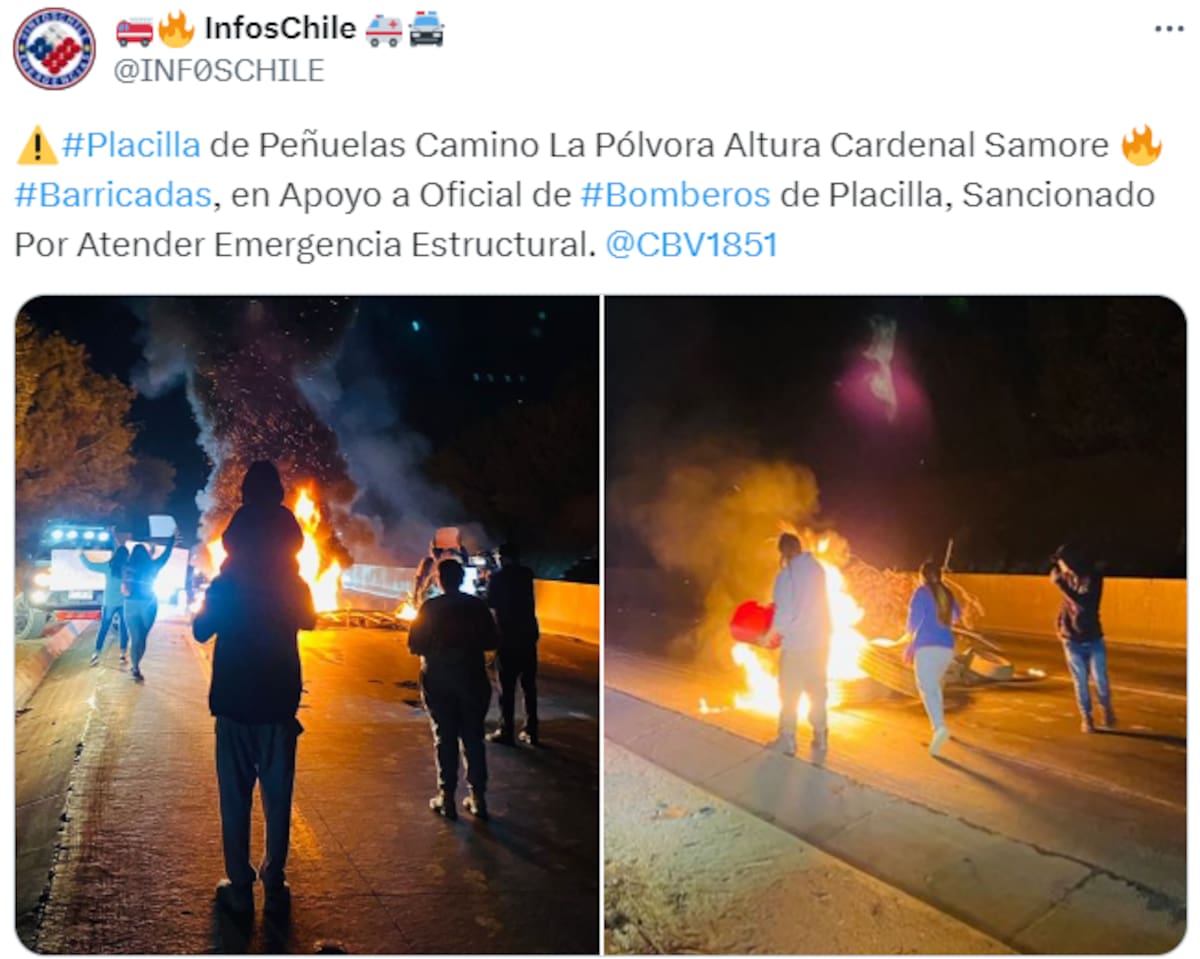 Protesta en Placilla por bombero sancionado.