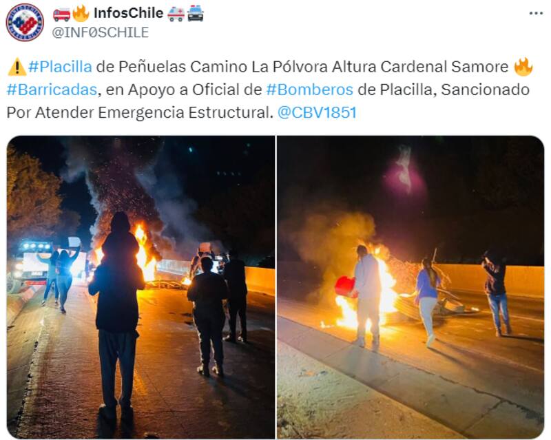 Protesta en Placilla por bombero sancionado.
