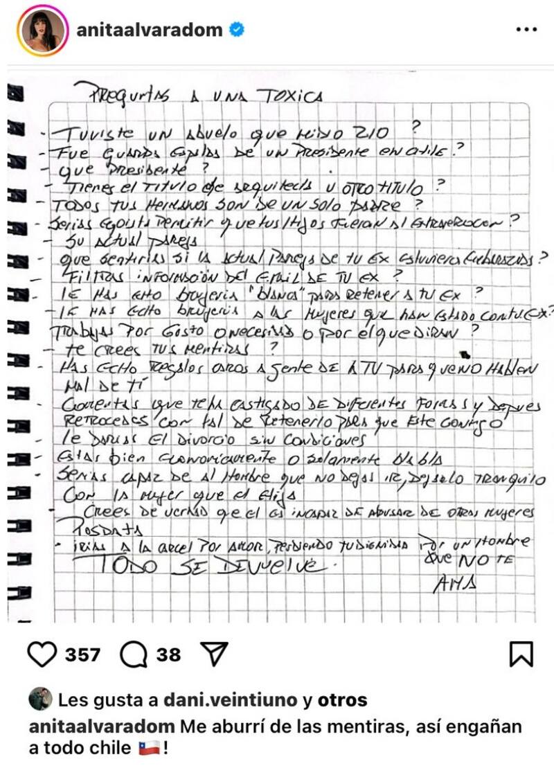 La influencer arremetió contra Daniela Aránguiz. Créditos: Instagram