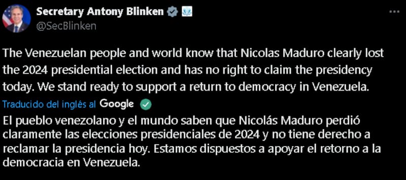 en su cuenta de X.