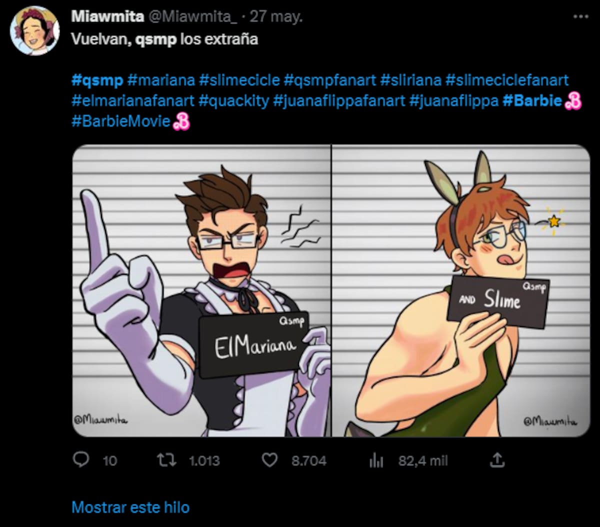 Vuelvan al QSMP. La gente los extraña. Nosotros somos la gente. Créditos: @Miawmita_.