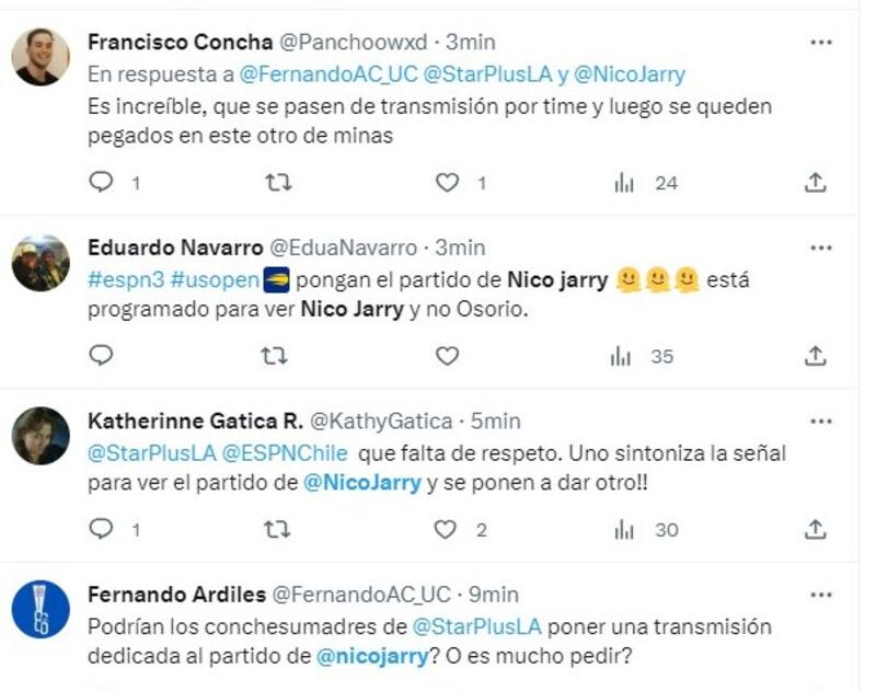 Quejas hinchas chilenos contra ESPN por partido de Jarry en el US Open