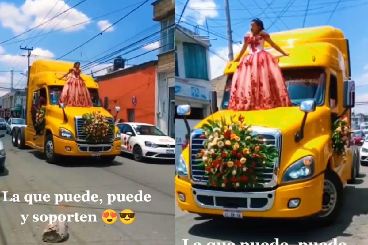Quinceañera se hace viral por llegar en tráiler a su fiesta.