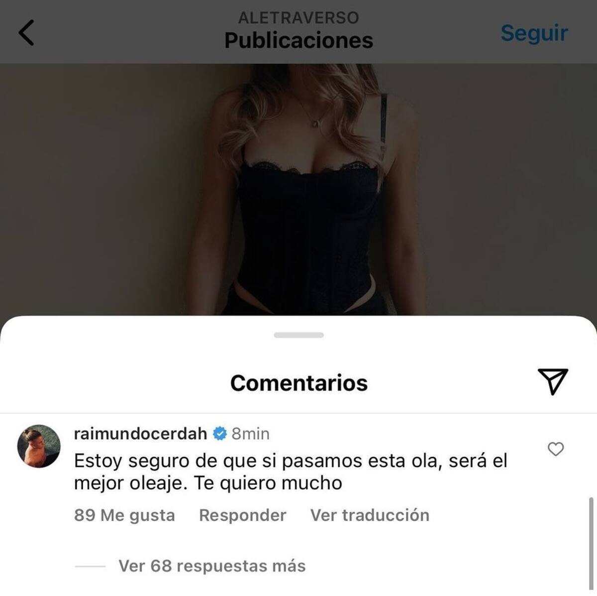 En una publicación de la cantante, el agrónomo compartió dos mensajes para ella. Sin embargo, una de ellas fue eliminada.