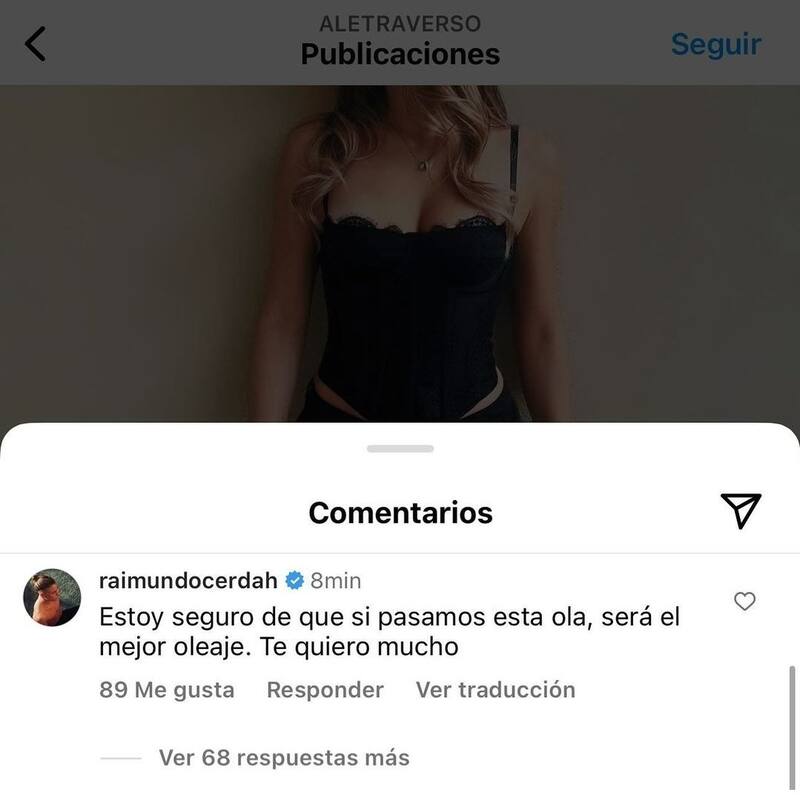 En una publicación de la cantante, el agrónomo compartió dos mensajes para ella. Sin embargo, una de ellas fue eliminada.