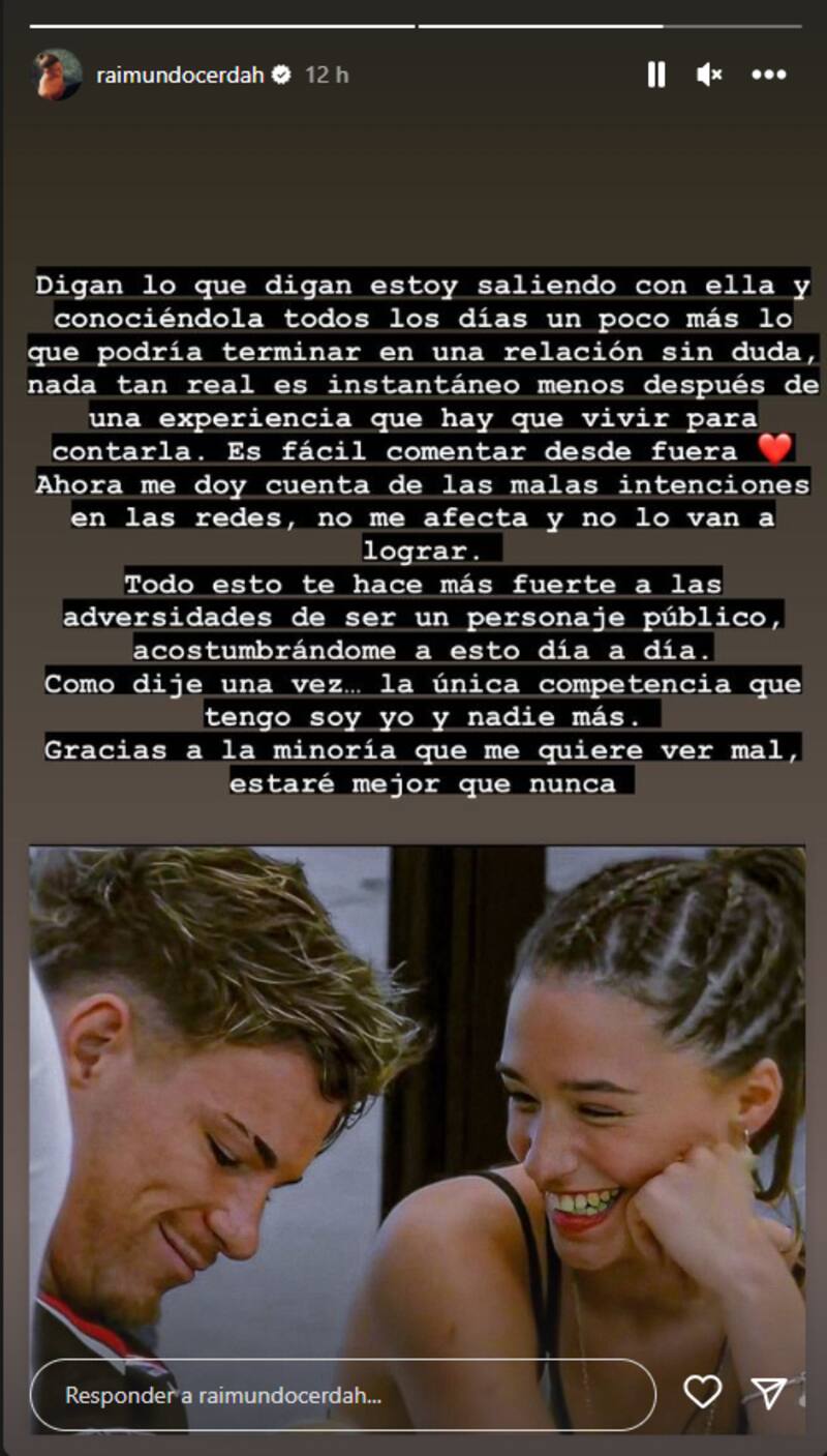 Raimundo Cerda en sus historias de Instagram.