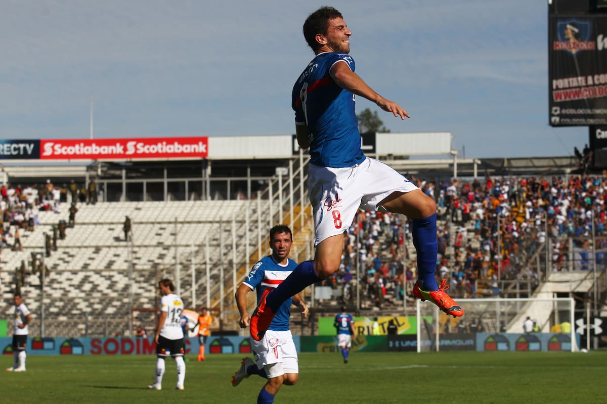 El delantero celebrando ante Colo Colo. Foto: Agencia Aton