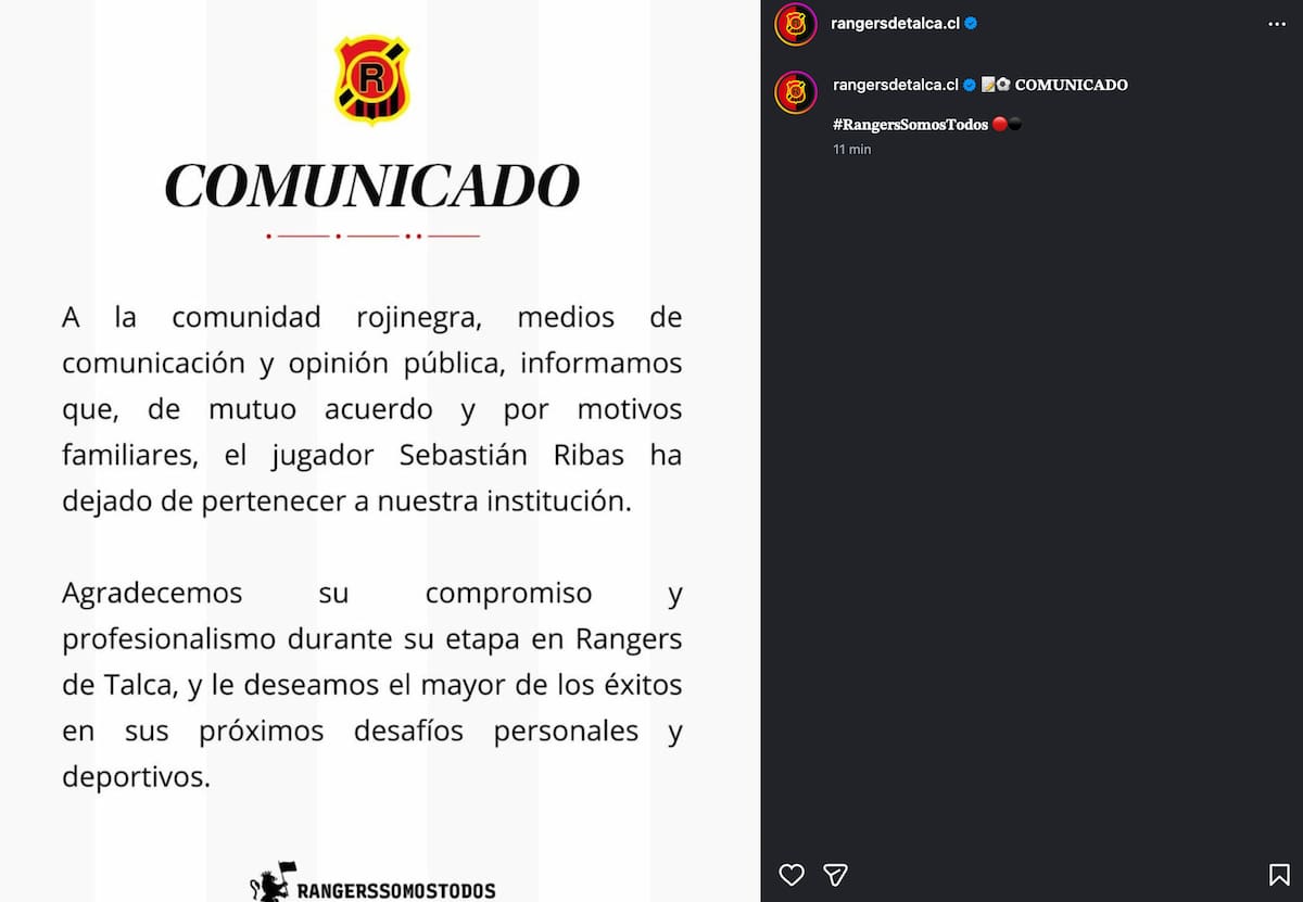 El club desactivó comentarios en la salida de Sebastián Ribas.