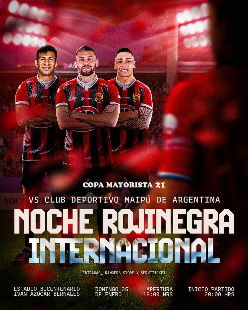 La promoción de la Noche Rojinegra. Foto: @Rangersdetalca_ en X.