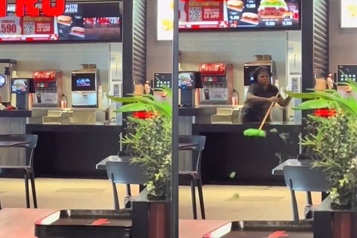 La trabajadora atacó al roedor con una escoba.