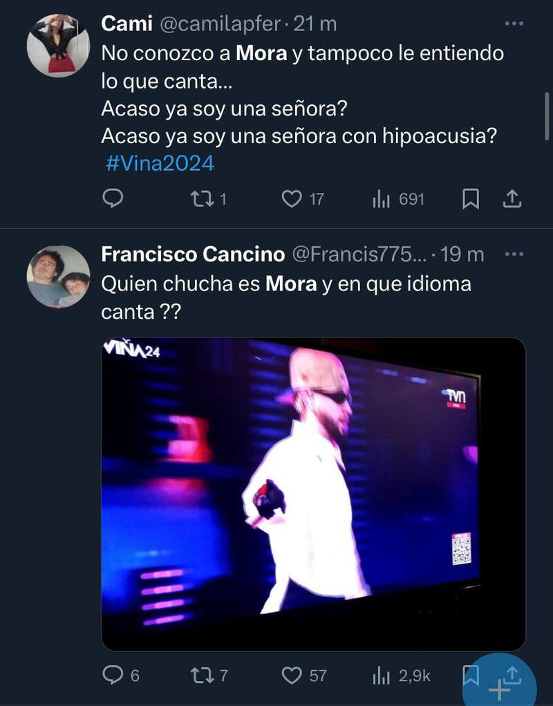 Reacción a show de Mora