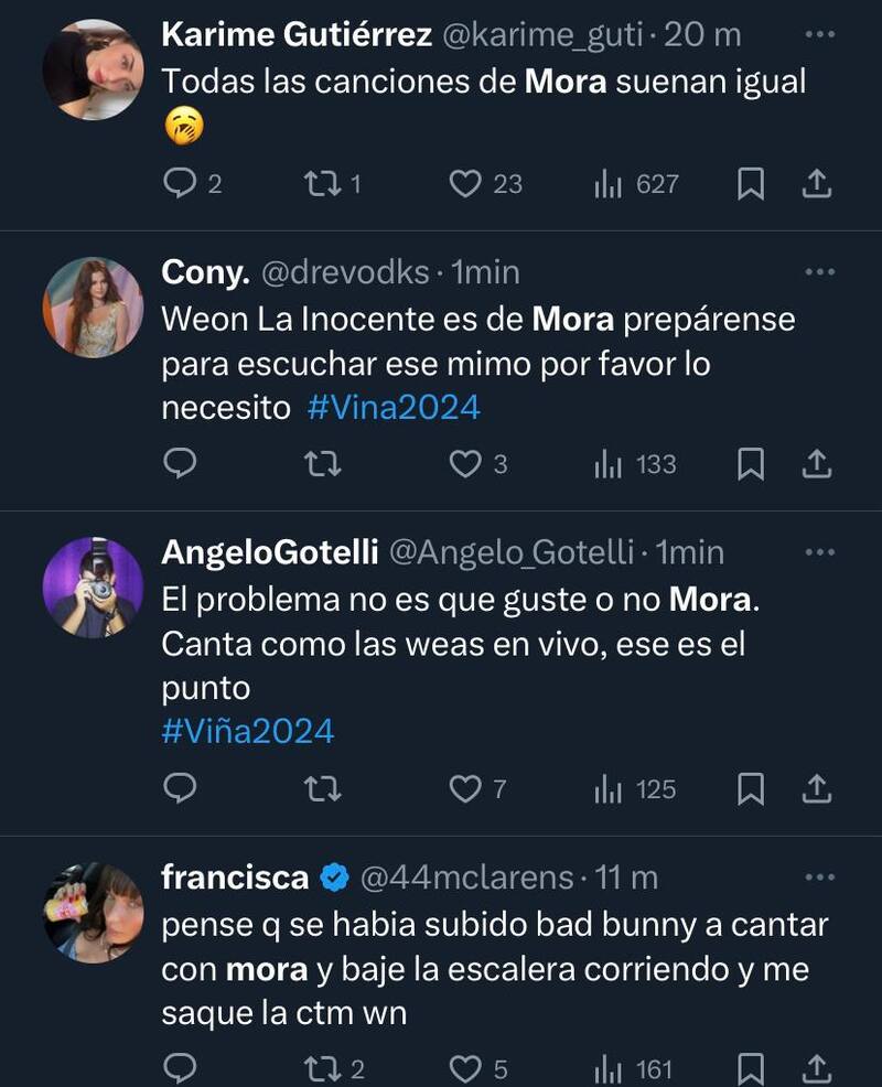 Reacciones al show de Mora.