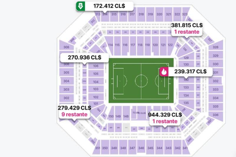 Entradas Real Madrid vs Al Hilal. Los sectores morados siguen entradas disponibles.