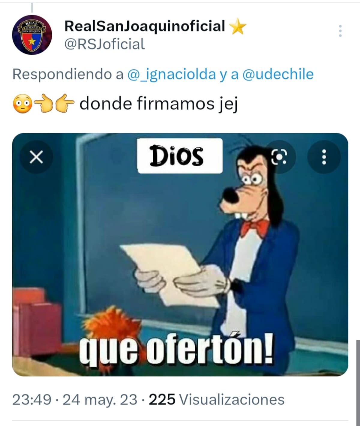 Real San Joaquín y su broma en Twitter.