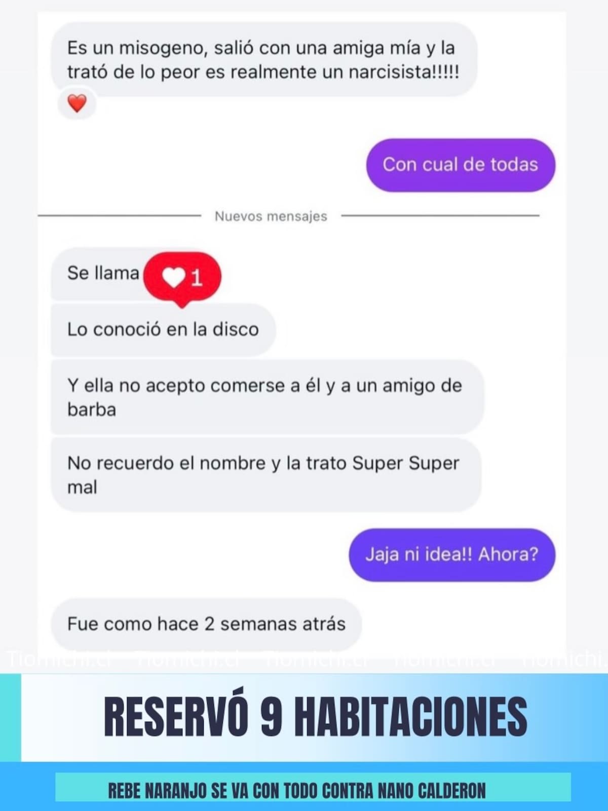 Revela supuestas conversaciones de Nano Calderón. Foto: Instagram Tio Michi.