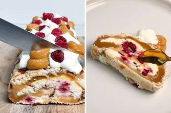 Receta de rollito de merengue crocante con almendras y frambuesas: ideal para los días primaverales