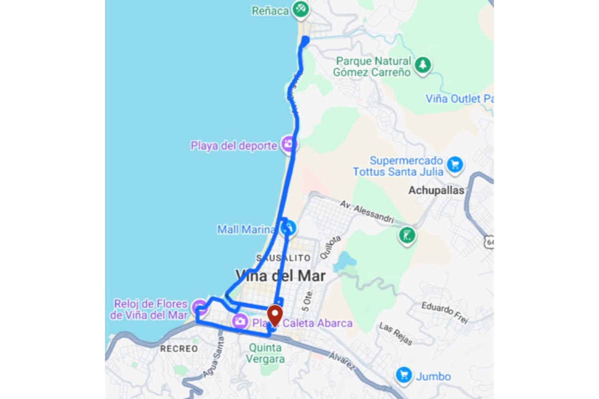 El punto de inicio y fin es el frontis del Teatro Municipal.
Créditos: Ruta Bus Visita Viña.