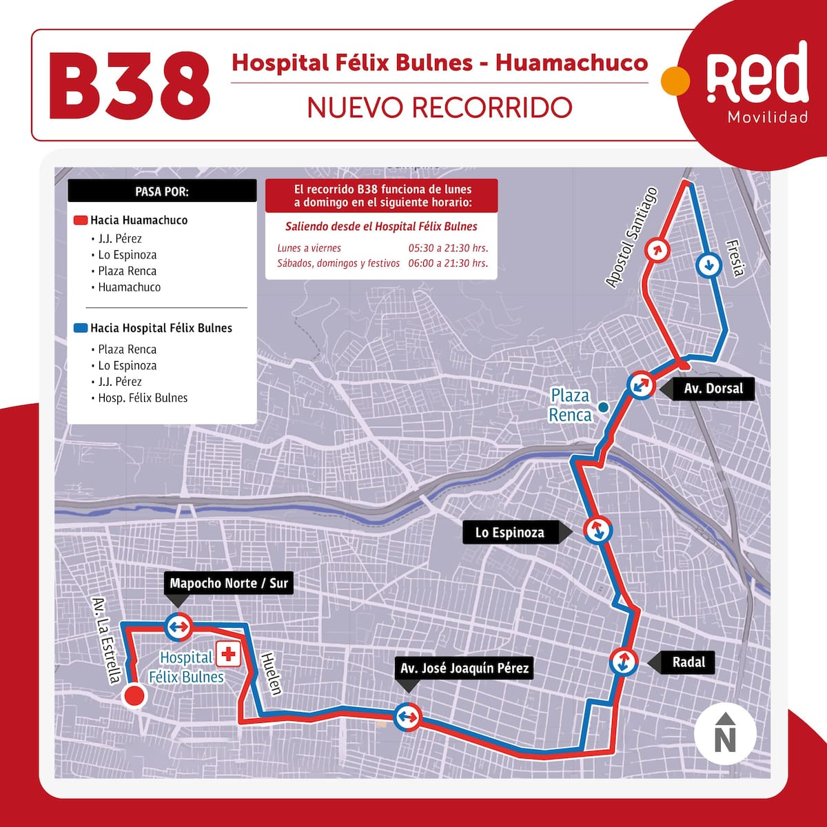 Conoce la ruta que atravesará el nuevo servicio B38.