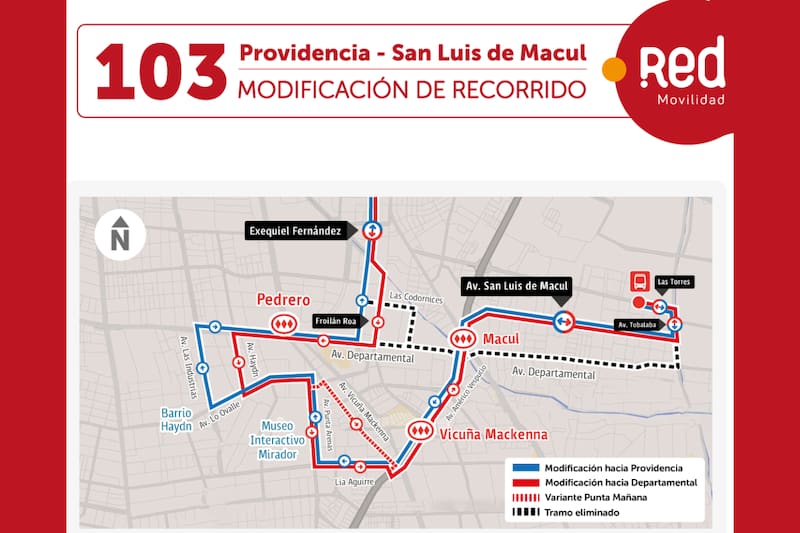 De esta forma se modificó el recorrido 103.
