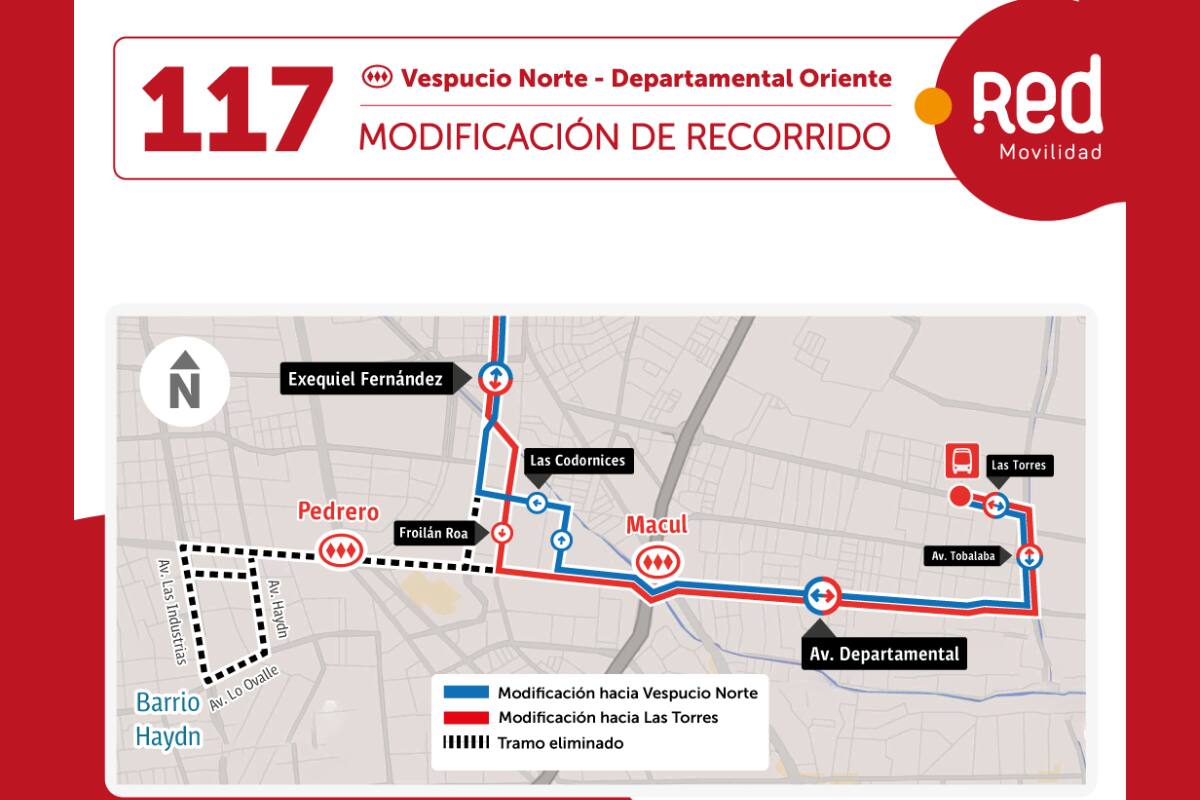 Así se modificó el servicio de buses 117.