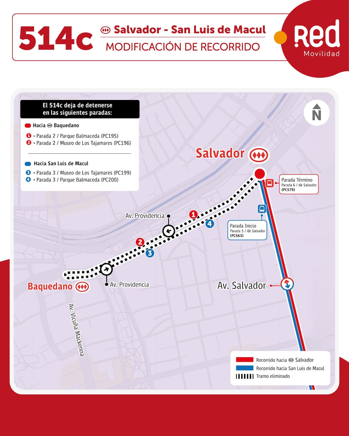 El recorrido 514c presenta modificación en su trayecto. Foto: Red vía X.