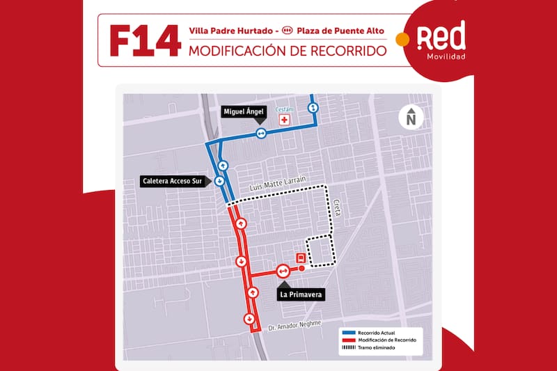 De esta manera quedó el servicio de transporte F14.