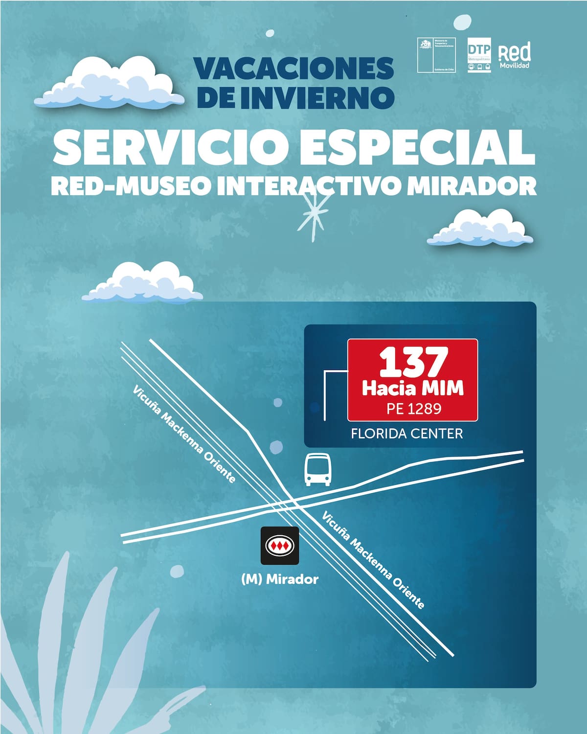 Conoce detalles del servicio especial que se implementará durante los fines de semana de las vacaciones de invierno. Foto: Red Movilidad en X.
