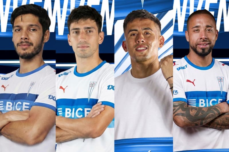 Jimmy Martínez, Justo Giani, Matías Palavecino y Bernardo Cerezo serán refuerzos de la UC. Fotos: Cruzados.