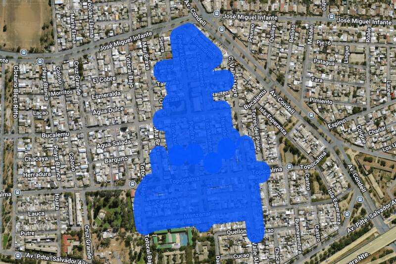 Sector afectado por el corte de luz.