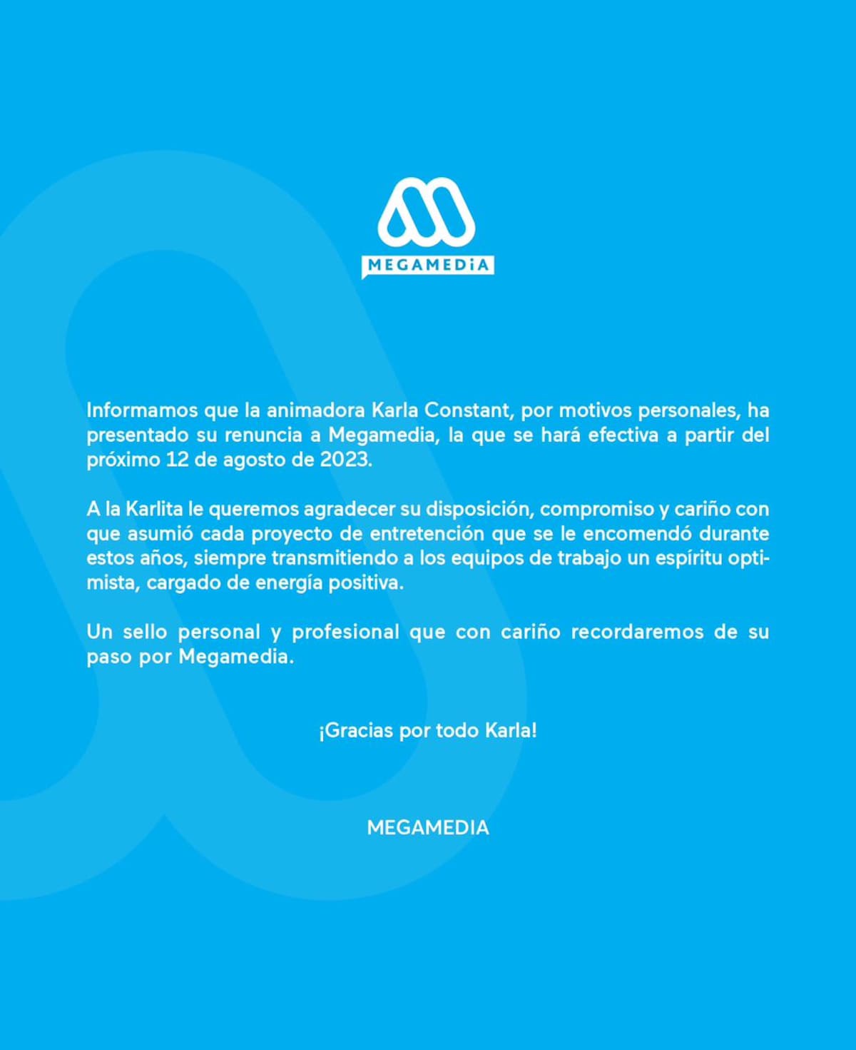 Renuncia de Karla Constant a Mega