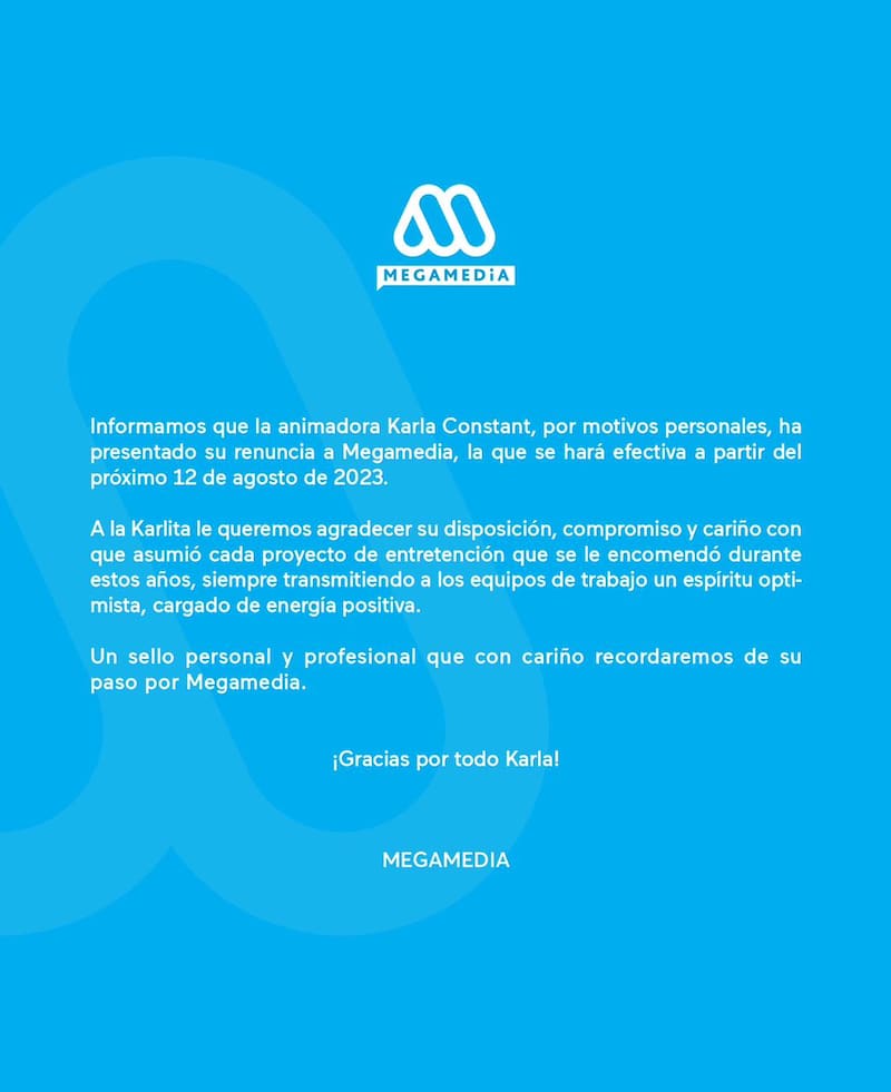 Renuncia de Karla Constant a Mega