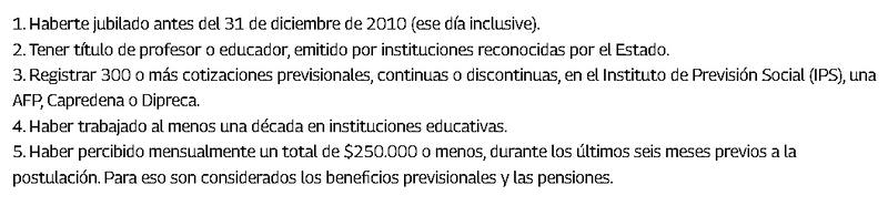 Son cinco condiciones.