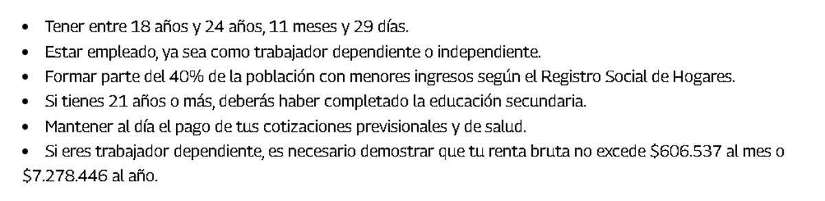 Estas son las condiciones exigidas por el Sence.