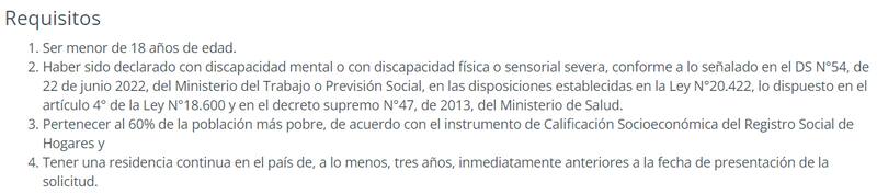 Requisitos del Subsidio de Discapacidad.