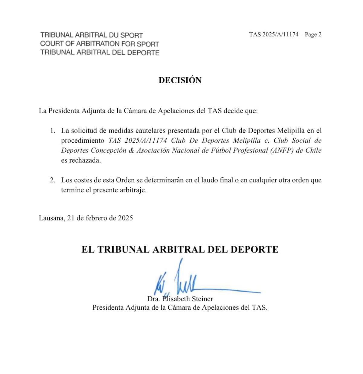 El ente arbitral internacional rechazó el recurso presentado por los Potros.