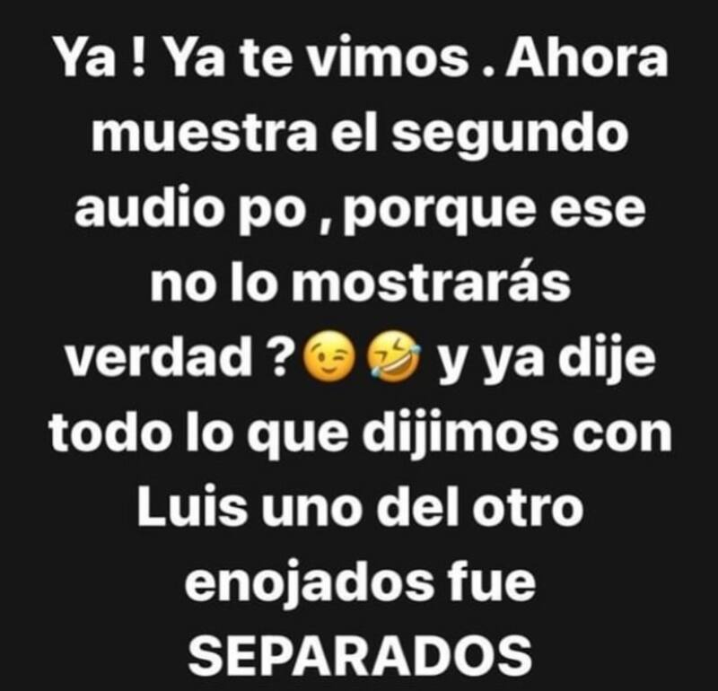 Respuesta de Coté López a Javiera Vidal. Créditos: Instagram