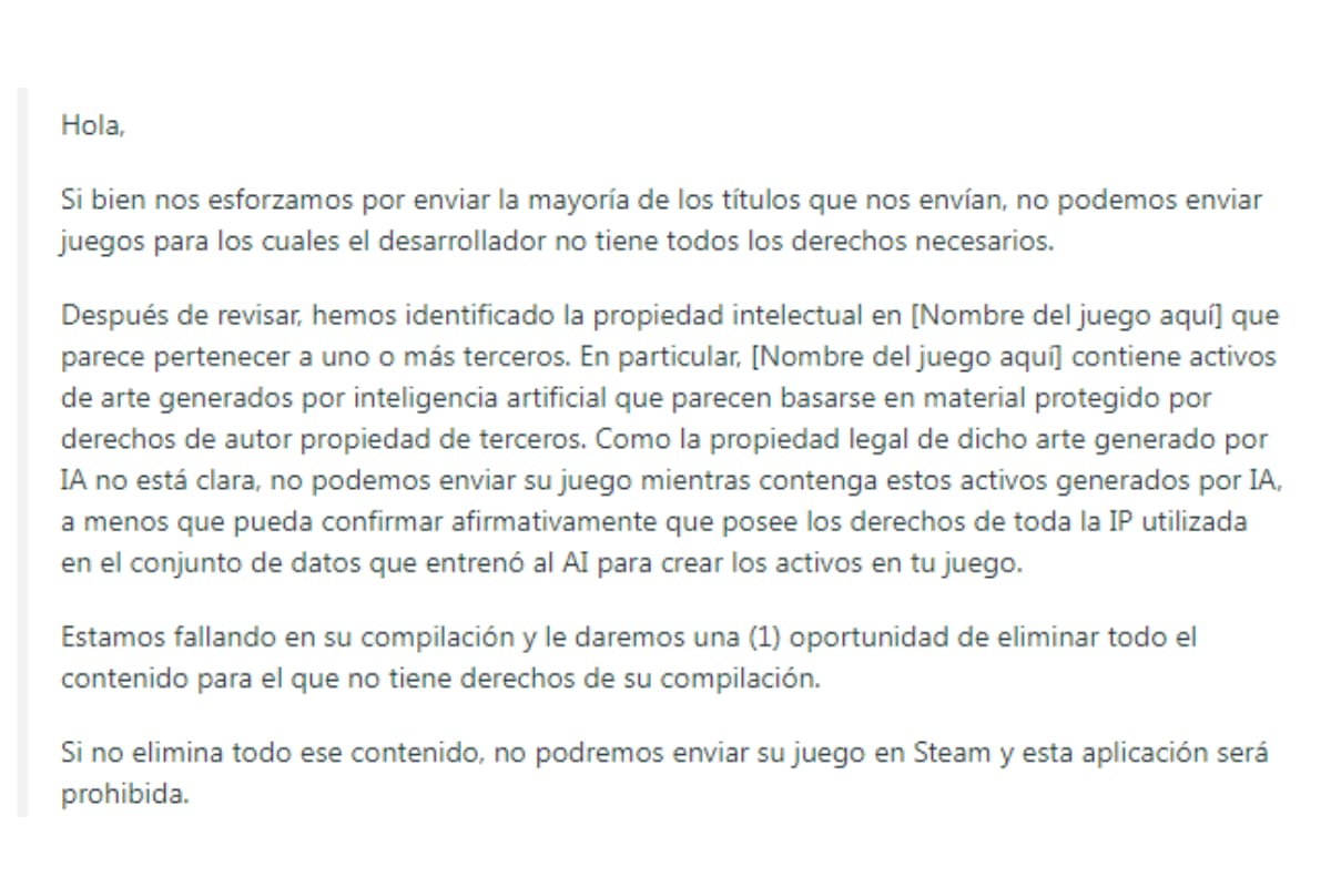 Esta es la respuesta de la empresa ante el rechazo del juego que contenía IA.