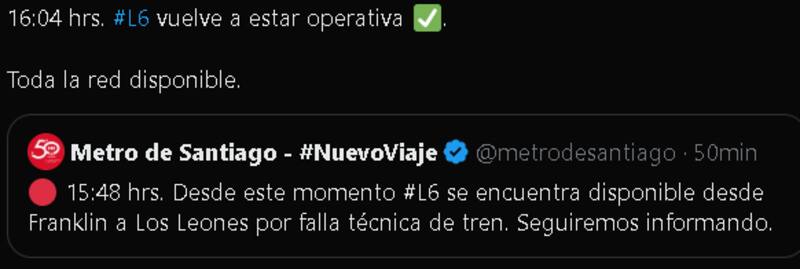 Así lo informó la empresa en su X.