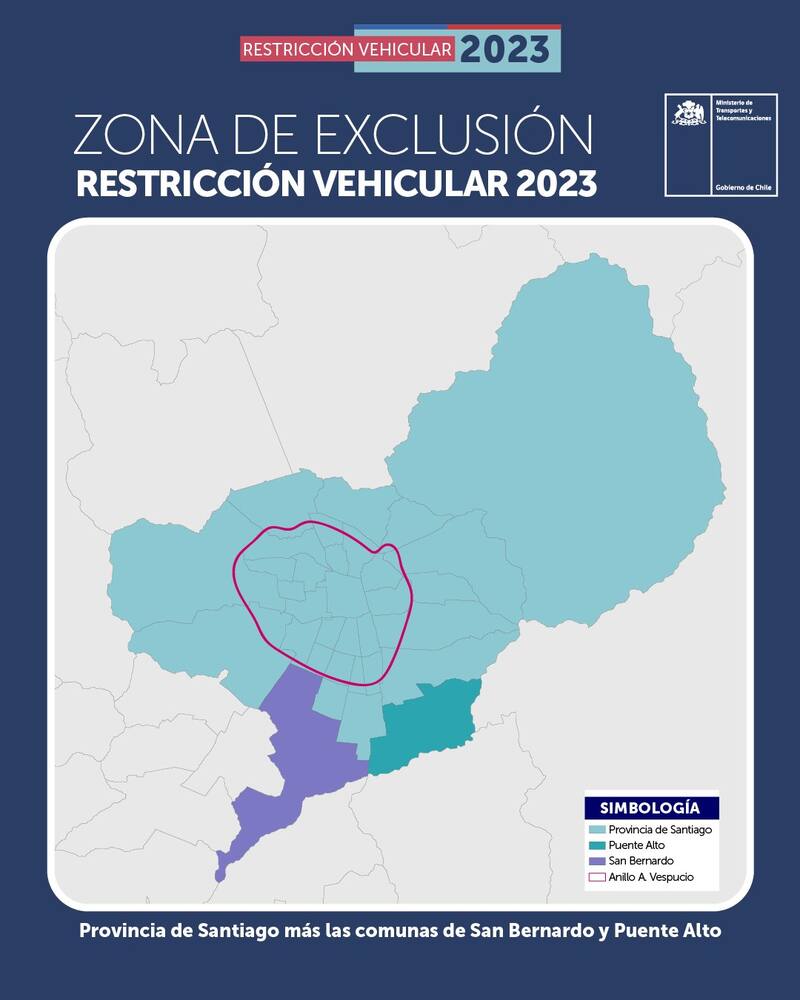 Esta es la zona de exclusión para los vehículos afectados. Créditos: Ministerio de Transportes
