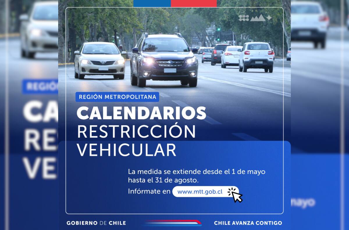 Restricción Vehicular: Estas son las patentes que NO pueden circular por Santiago este miércoles