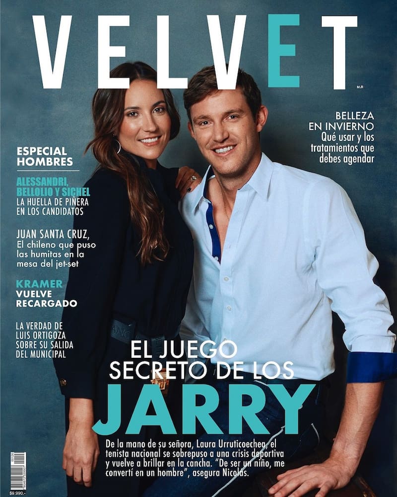 Nicolás Jarry y Laura Urruticoechea en la portada de la Revista Velvet. Fotos: Revista Velvet
