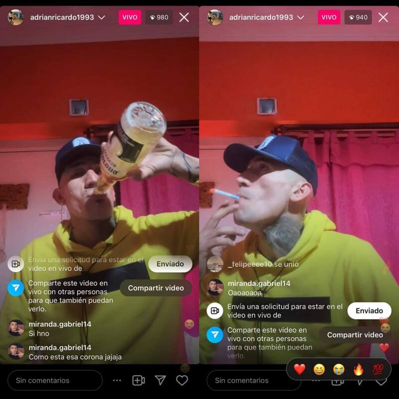 Centurión tomando cerveza y fumando en un Live, una de sus tantas polémicas.