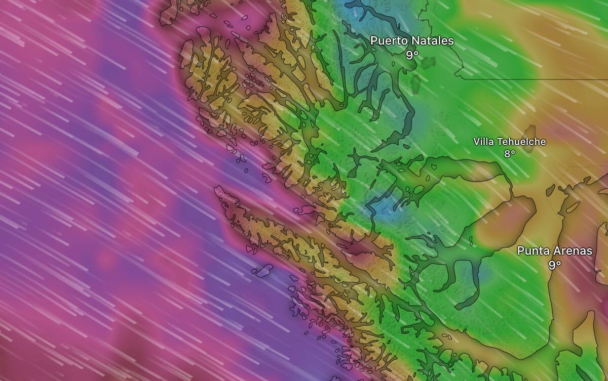genera alerta en estas zonas de Chile. Foto: Windy.