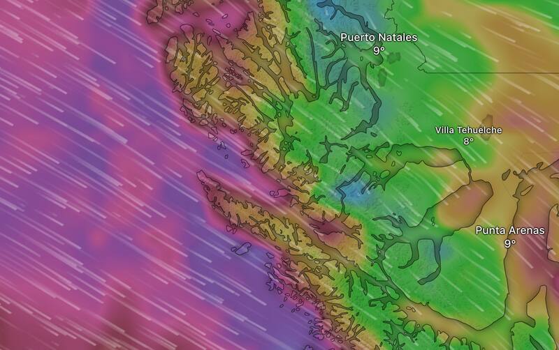 genera alerta en estas zonas de Chile. Foto: Windy.