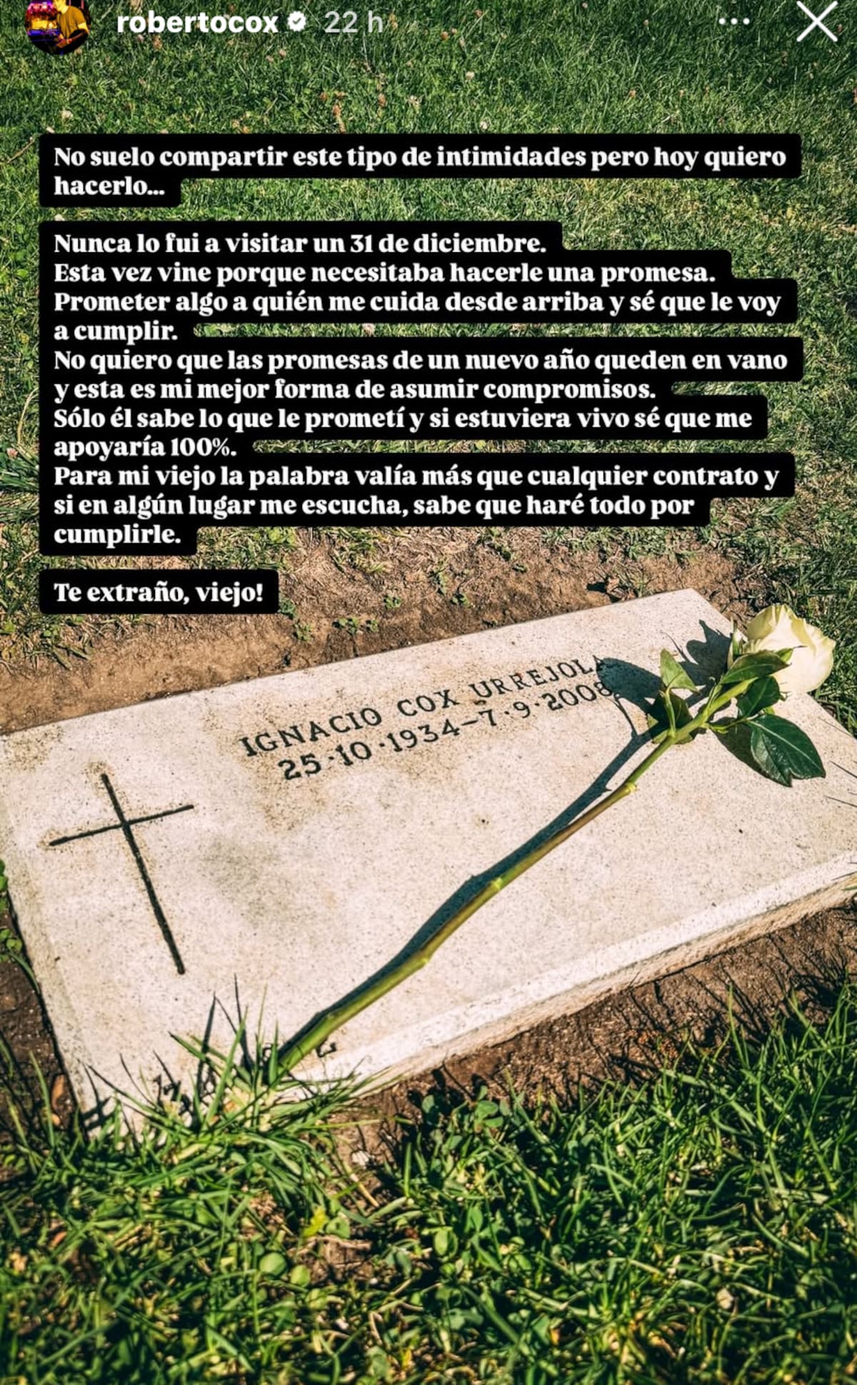 y su sentida promesa a su fallecido padre.