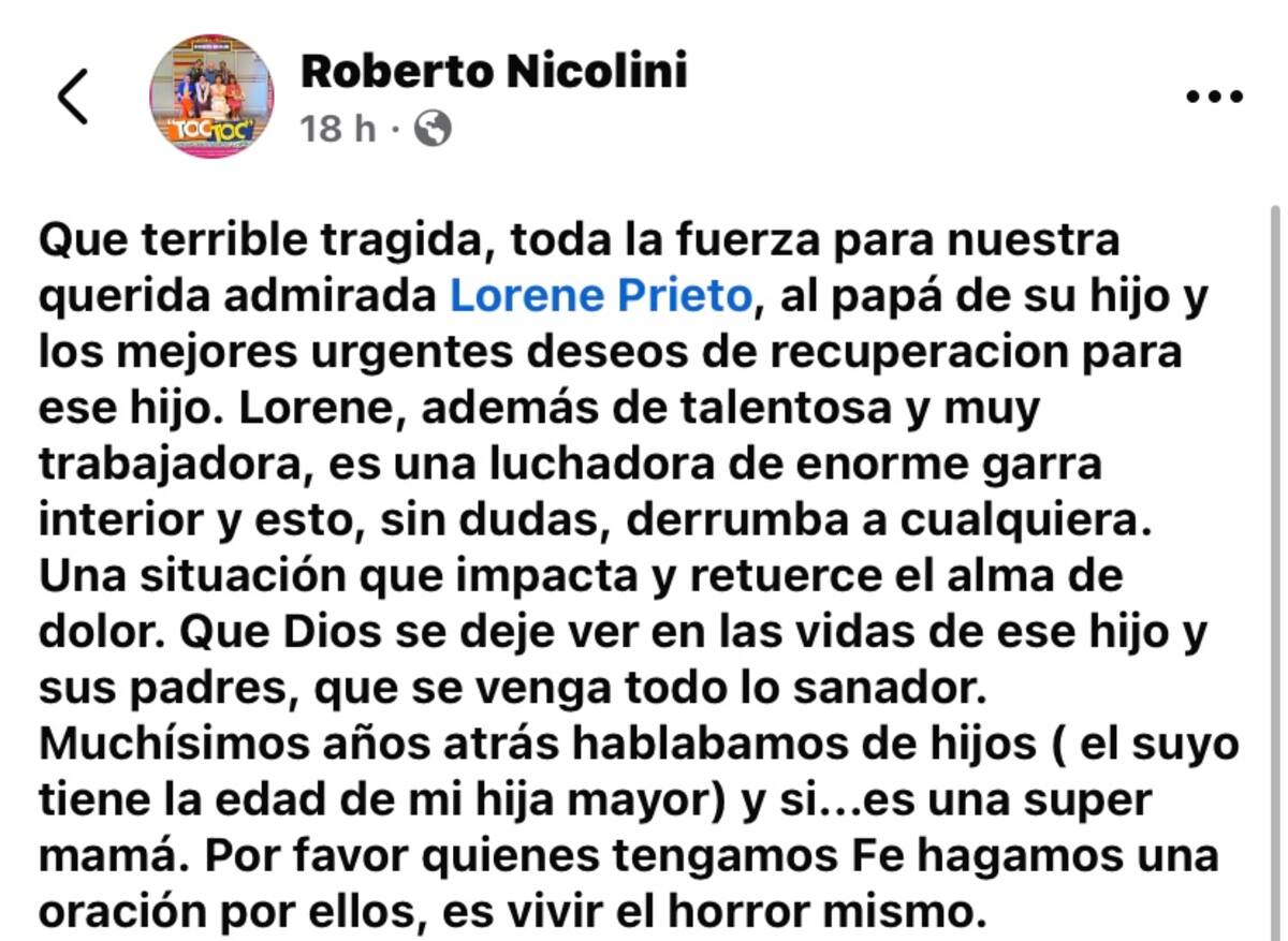 El actor y su sentido mensaje a Lorene Prieto.
