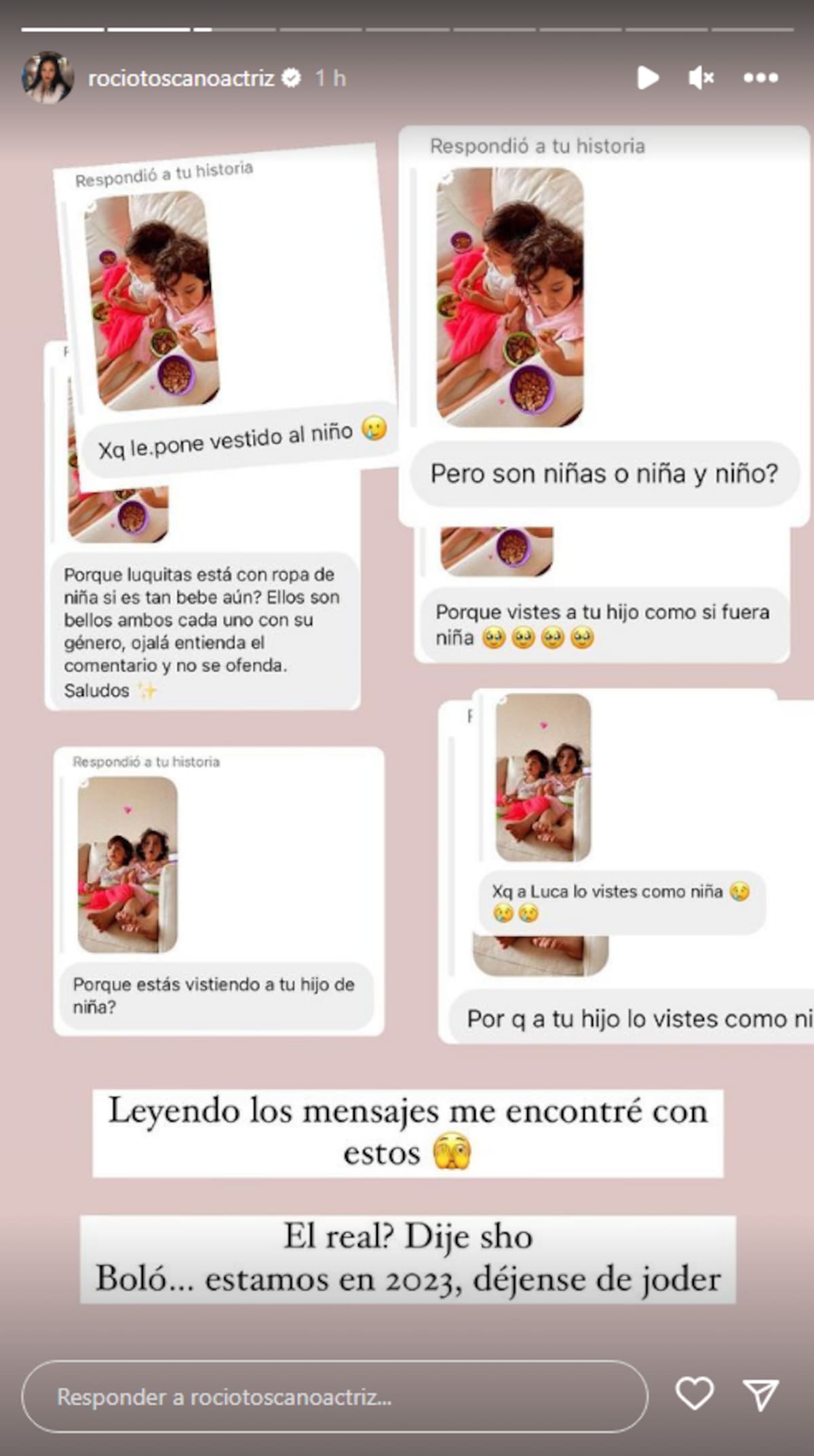 A través de redes Sociales, Rocío Toscano recibió críticas por la forma de vestir de su hijo y respondió muy claramente a los “haters”.
