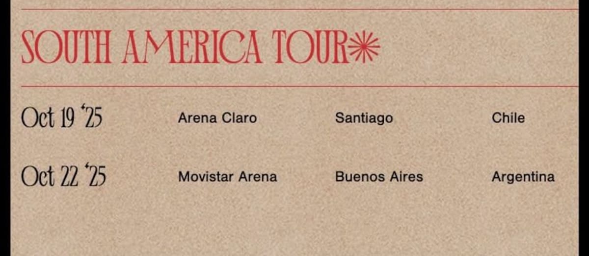 confirmó en su página web la fecha y el recinto de su concierto en Chile.